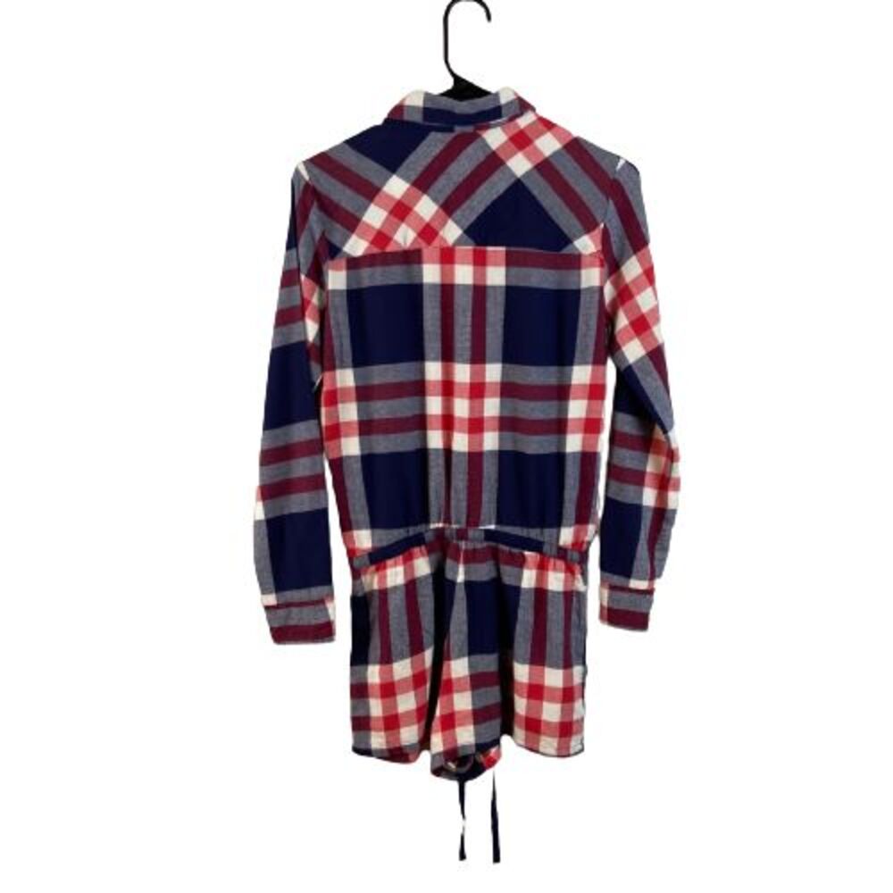 AEO Aerie Flannel Romper Red White Navy Plaid Women's XS